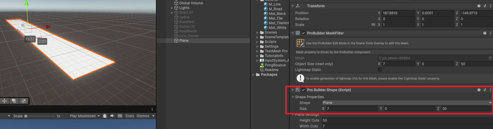 ProBuilderで道路作り③