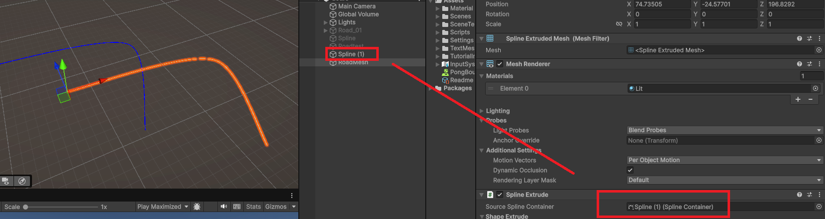 Splineで曲線作り④