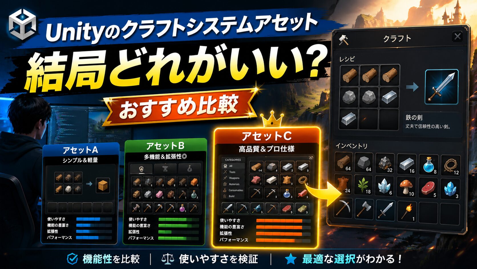Unityのクラフトシステムアセット、結局どれがいいの？